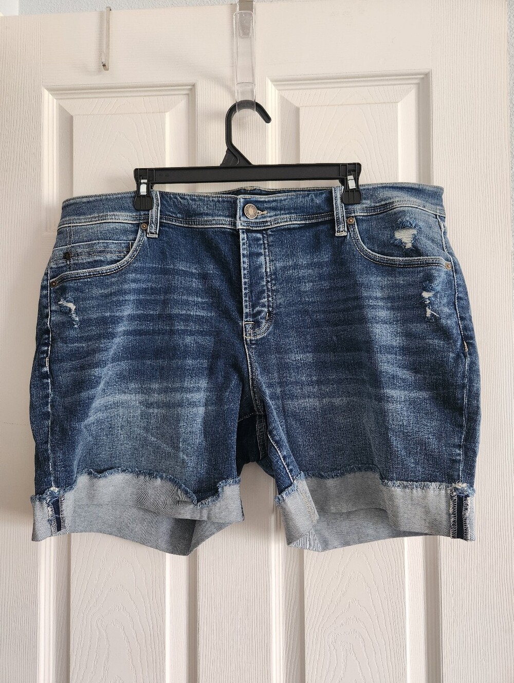 Women's Dark Wash Distressed Denim Shorts